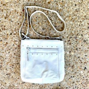 Great American Leather White Studded Crossbody Bag